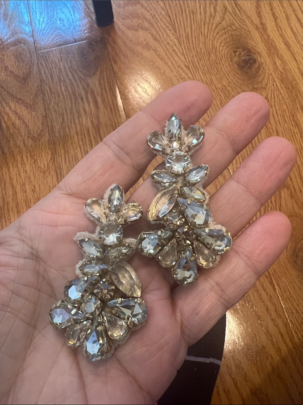 J. Crew Champagne Crystal Floral Drop Earrings
